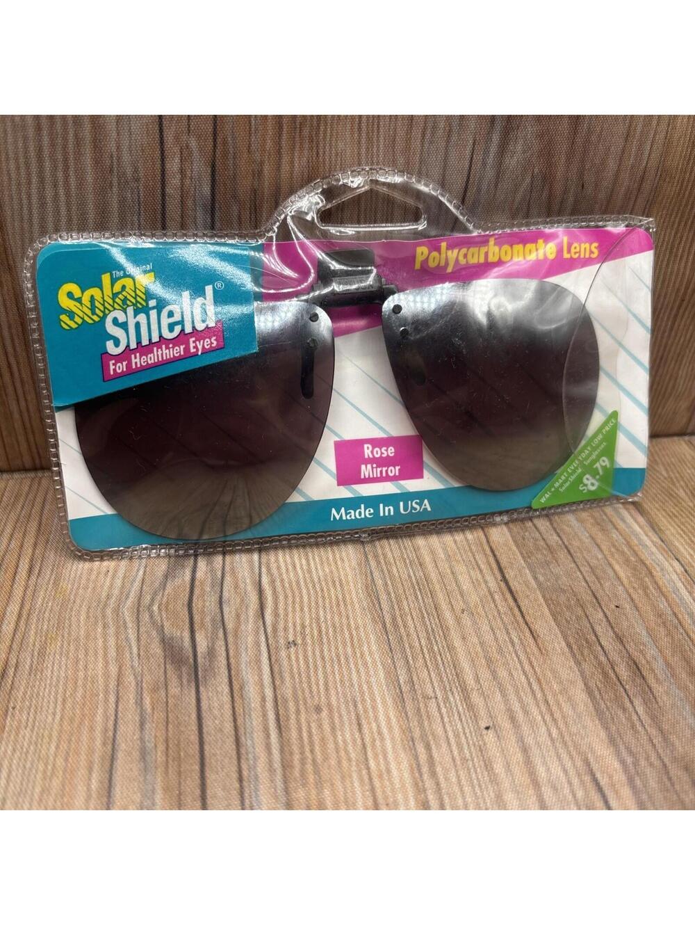 Solar Shield Clipon Polycarbonate Sunglasses Rose Lens (I3)